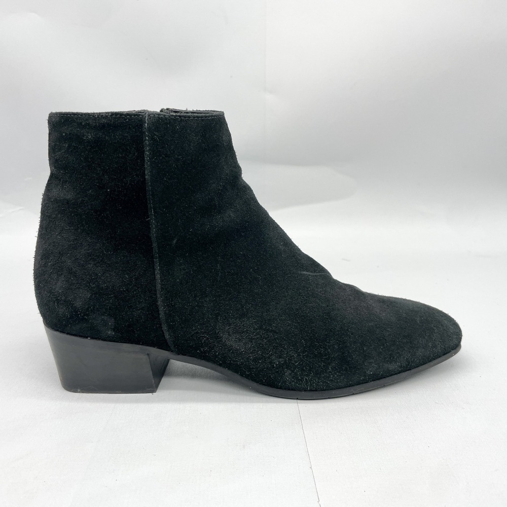 Aquatalia Womens 8.5 Fuoco Boots Black Suede Block Heel Bootie Waterproof Shoes